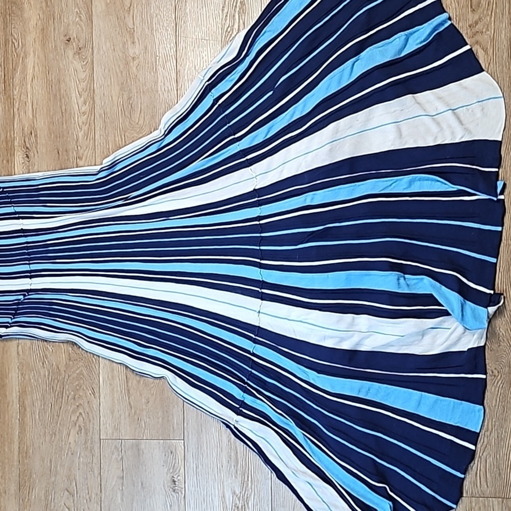 Maeve Navy and Light Blue Striped Maxi Dress - Picture 6 of 16